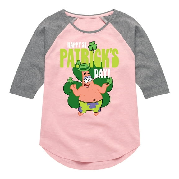 SpongeBob SquarePants - Happy St. Patricks Day - Girls Shirt Tail Raglan