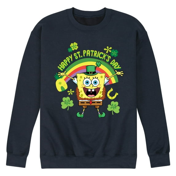 SpongeBob SquarePants - Happy St. Patricks Day - Men's Crew Neck Fleece Pullover