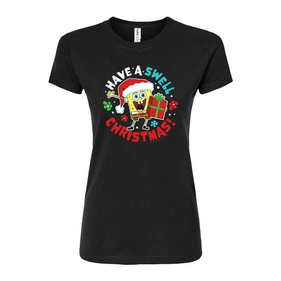 SpongeBob SquarePants - Have A Swell Christmas - Juniors Fitted Graphic T-Shirt