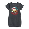thumbnail image 1 of SpongeBob SquarePants - Have A Swell Christmas - Toddler And Youth Girls Fleece Dress, 1 of 5