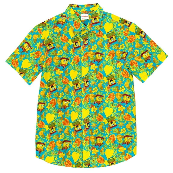 SpongeBob SquarePants Hawaiian Matching Family Hawaiian Button Down Dress Shirt Adult