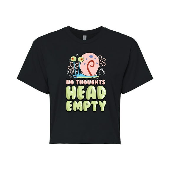 SpongeBob SquarePants - Head Empty Gary - Juniors Cropped Cotton Blend T-Shirt