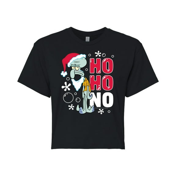 SpongeBob SquarePants - Ho Ho No - Juniors Cropped Cotton Blend T-Shirt