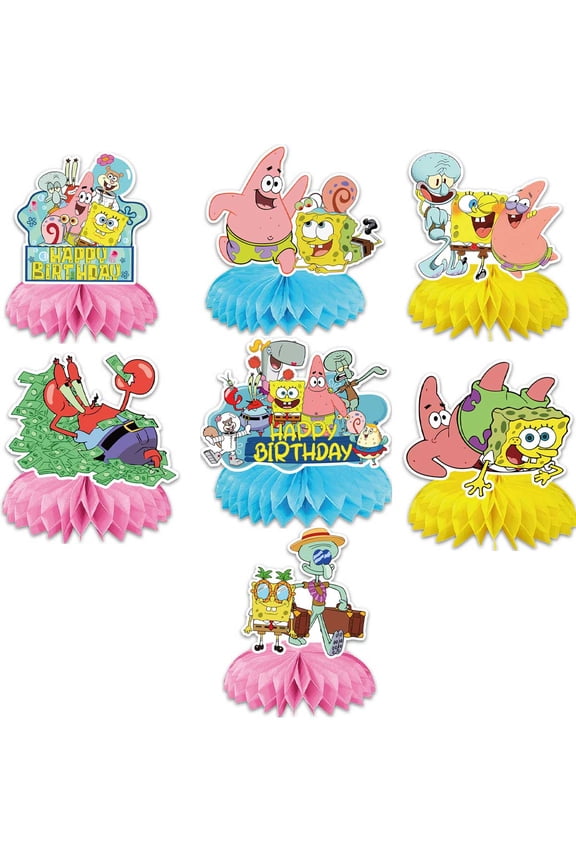 SpongeBob SquarePants Honeycomb Centerpieces Table Toppers Decorations for Birthday Party Decor Supplies