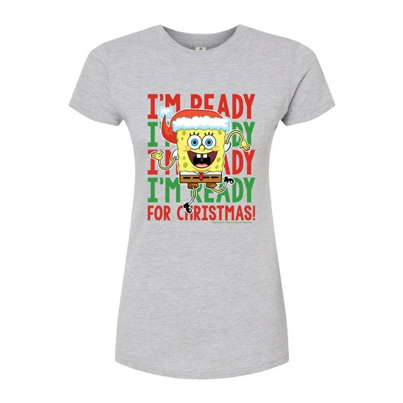 SpongeBob SquarePants - I'm Ready For Christmas - Juniors Fitted Graphic T-Shirt