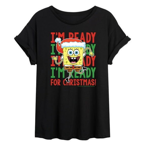 SpongeBob SquarePants - I'm Ready For Christmas - Juniors Ideal Flowy Muscle T-Shirt