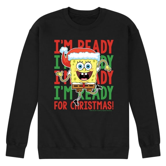 SpongeBob SquarePants - I'm Ready For Christmas - Men's Crew Neck Fleece Pullover