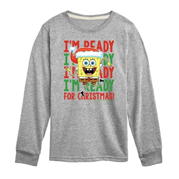 SpongeBob SquarePants - I'm Ready For Christmas - Toddler And Youth Long Sleeve Graphic T-Shirt
