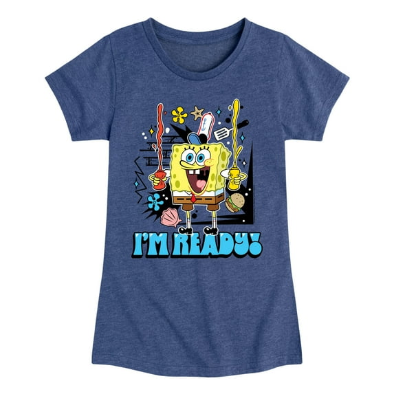 SpongeBob SquarePants - I'm Ready - Toddler & Youth Girls Short Sleeve Graphic T-Shirt