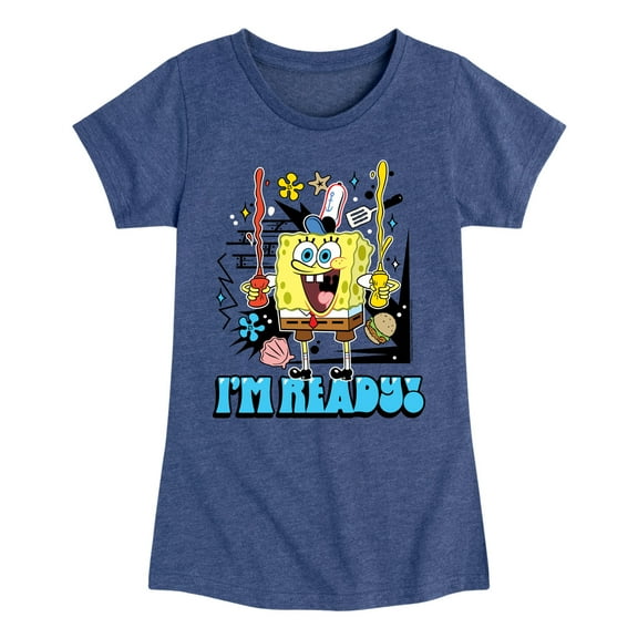 SpongeBob SquarePants - I'm Ready - Toddler & Youth Girls Short Sleeve Graphic T-Shirt