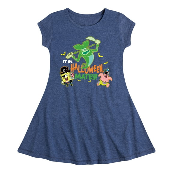 SpongeBob SquarePants - It Be Halloween Matey - Girls Fit And Flare Cap Sleeve Dress