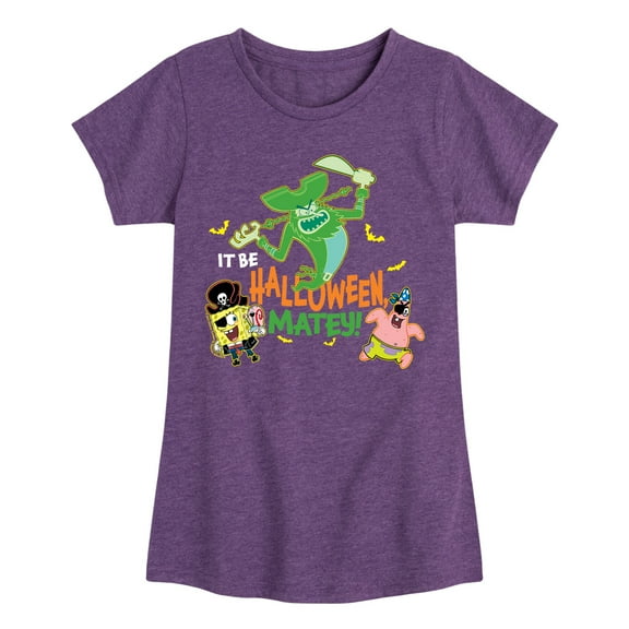 SpongeBob SquarePants - It Be Halloween Matey - Girls Fitted Short Sleeve Tee