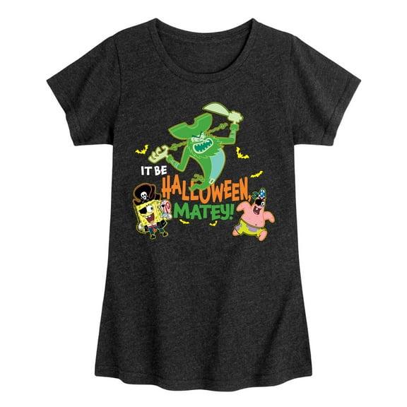SpongeBob SquarePants - It Be Halloween Matey - Girls Fitted Short Sleeve Tee