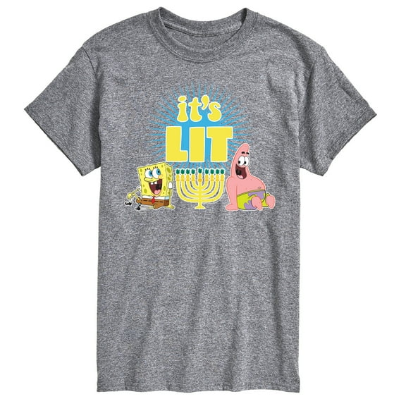 SpongeBob SquarePants - It's Lit Hanukkah Spongebob and Patrick - Men's Short Sleeve Graphic T-Shirt