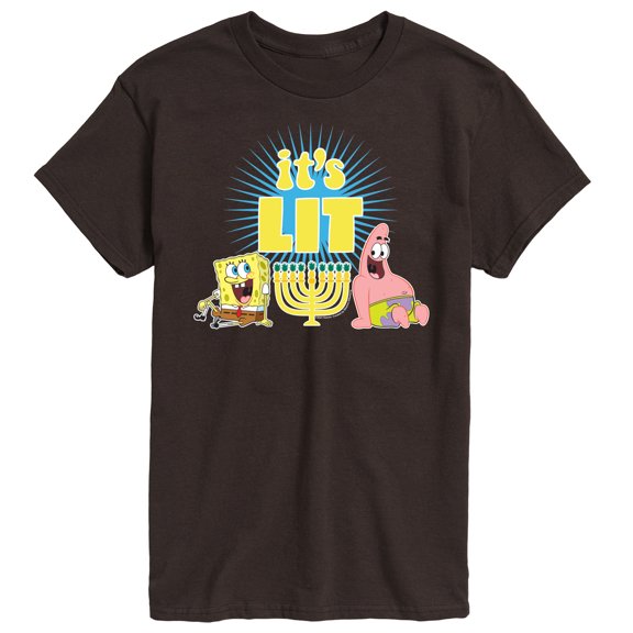 SpongeBob SquarePants - It's Lit Hanukkah Spongebob and Patrick - Men's Short Sleeve Graphic T-Shirt