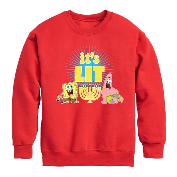 SpongeBob SquarePants - It's Lit Hanukkah - Toddler And Youth Crewneck Fleece Sweatshirt