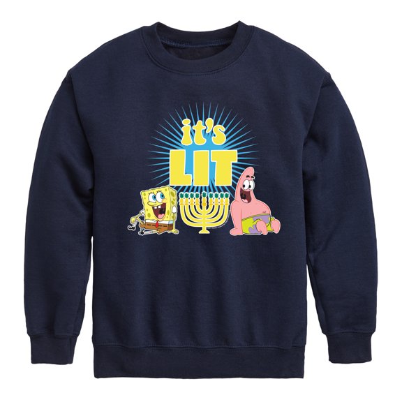 SpongeBob SquarePants - It's Lit Hanukkah - Toddler And Youth Crewneck Fleece Sweatshirt