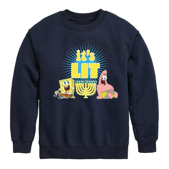 SpongeBob SquarePants - It's Lit Hanukkah - Toddler And Youth Crewneck Fleece Sweatshirt