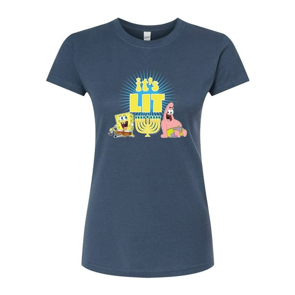 SpongeBob SquarePants - Its Lit Hanukkah - Juniors Fitted Graphic T-Shirt