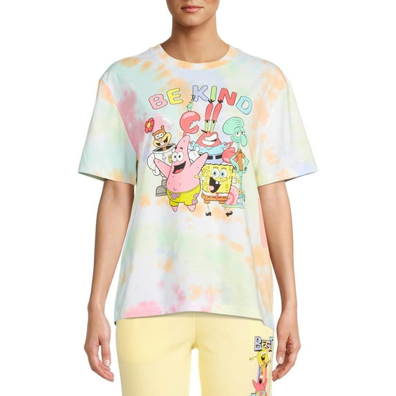 SpongeBob SquarePants Junior's Tie Dye Relaxed Fit Graphic T-Shirt