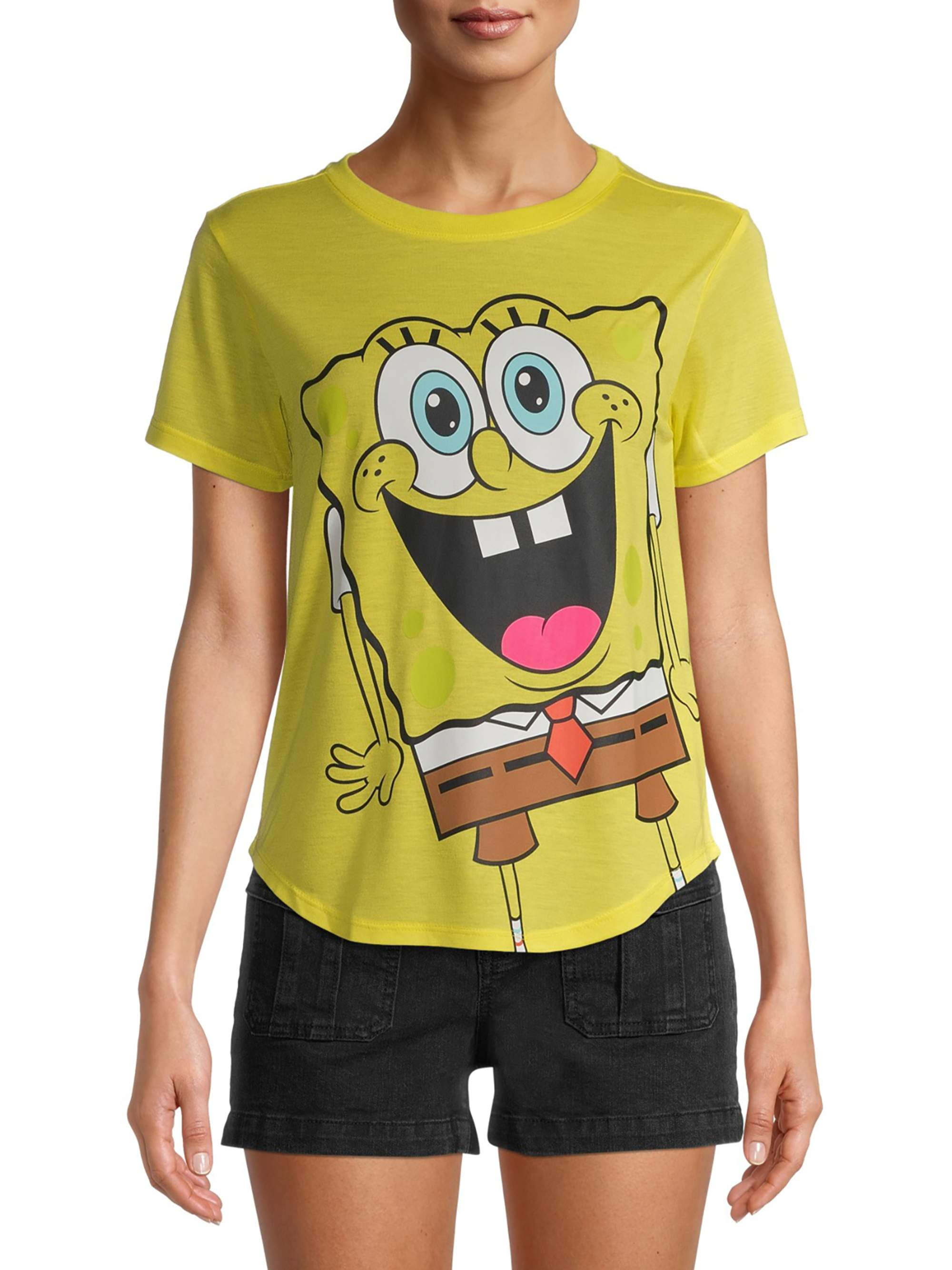 SpongeBob SquarePants Juniors' Scoop Neck Graphic TShirt