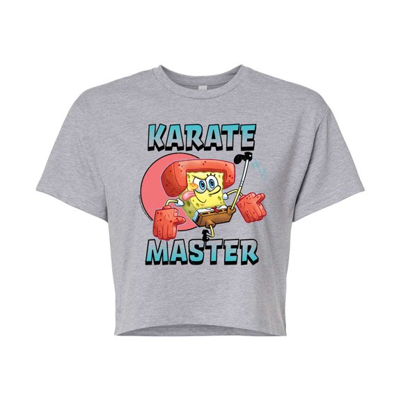 SpongeBob SquarePants - Karate Master - Juniors Cropped Cotton Blend T-Shirt