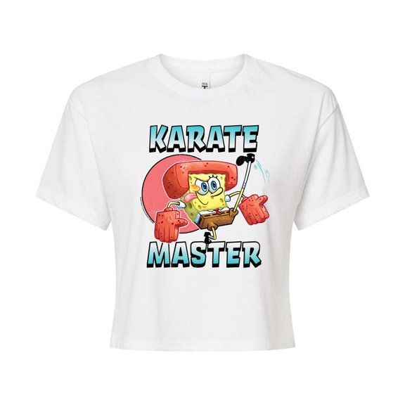 SpongeBob SquarePants - Karate Master - Juniors Cropped Cotton Blend T-Shirt