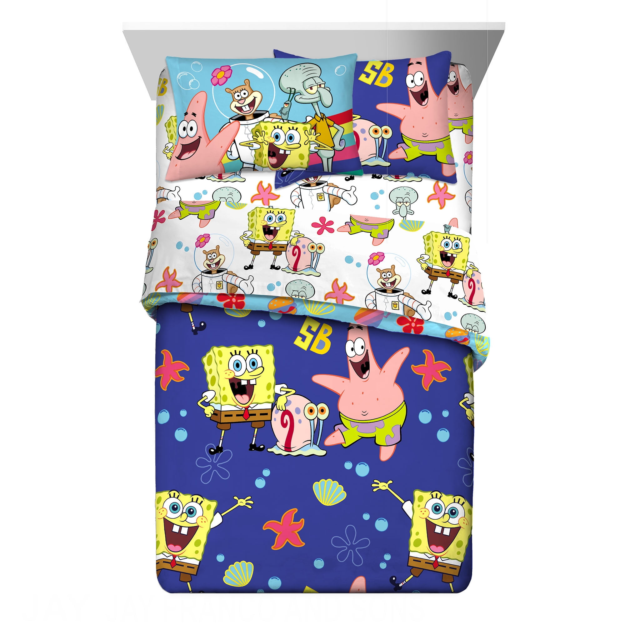 SpongeBob SquarePants Kids Full Bed in a Bag, Comforter Sheets and Sham