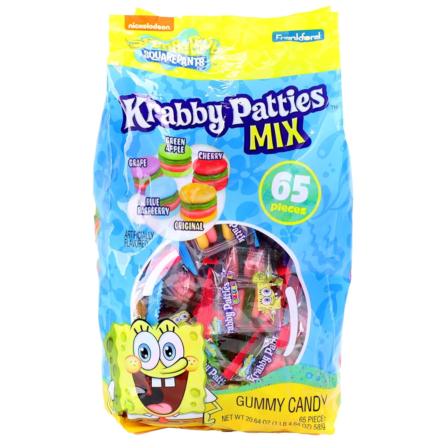 SpongeBob SquarePants Krabby Patties Gummy Burger Candy, 65 Count