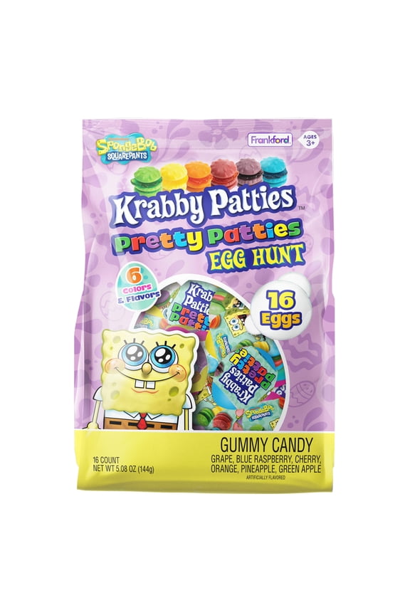 SpongeBob SquarePants Krabby Patties Prefilled Gummy Candy Easter Eggs, 16 Count by Frankford Candy