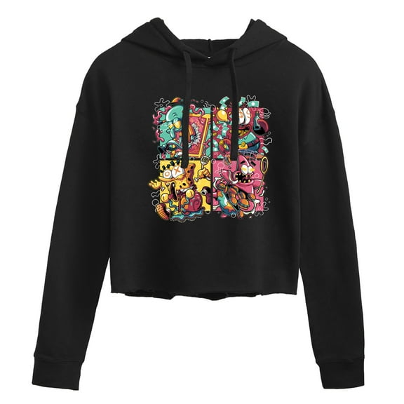 SpongeBob SquarePants - Krusty Group - Juniors Cropped Pullover Hoodie