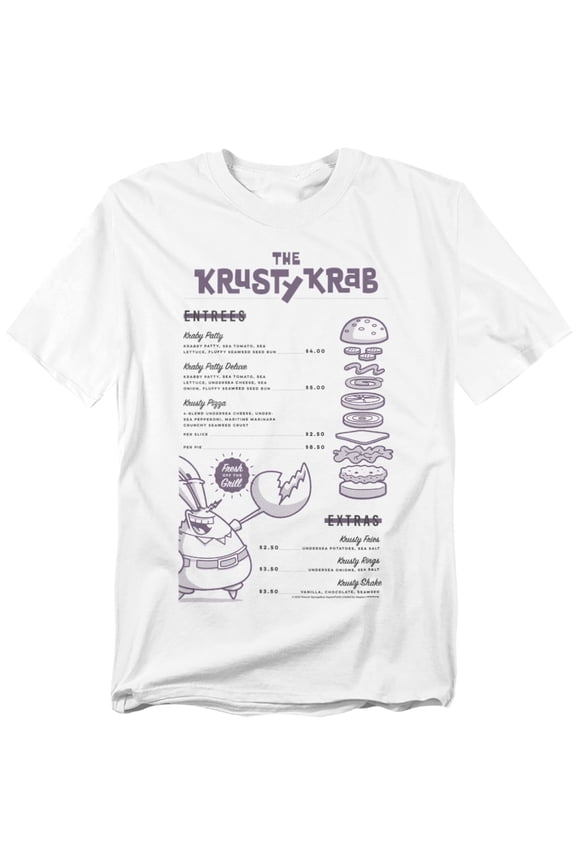 Spongebob T-Shirt Krusty Krab Menu Unisex Graphic Tee for Men & Women
