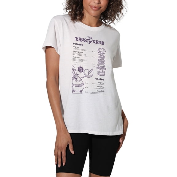 SpongeBob SquarePants Krusty Krab Menu Women's Loose T-Shirt, White, 2X-Large
