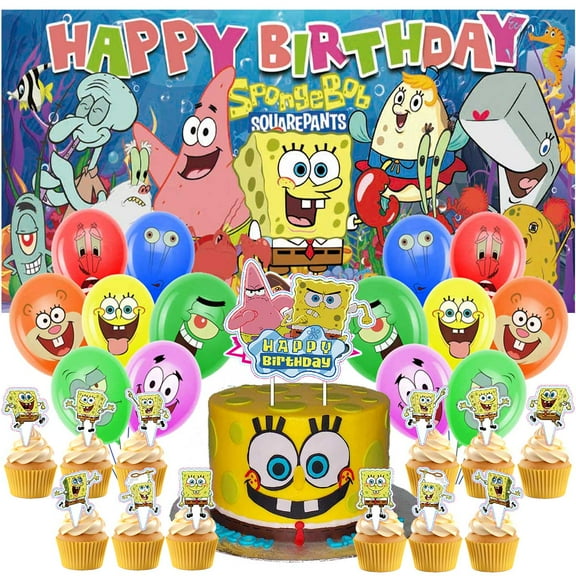 SpongeBob SquarePants Latex Balloons Party Supplies Decor Banner Backdrop Kit Birthday Decorations