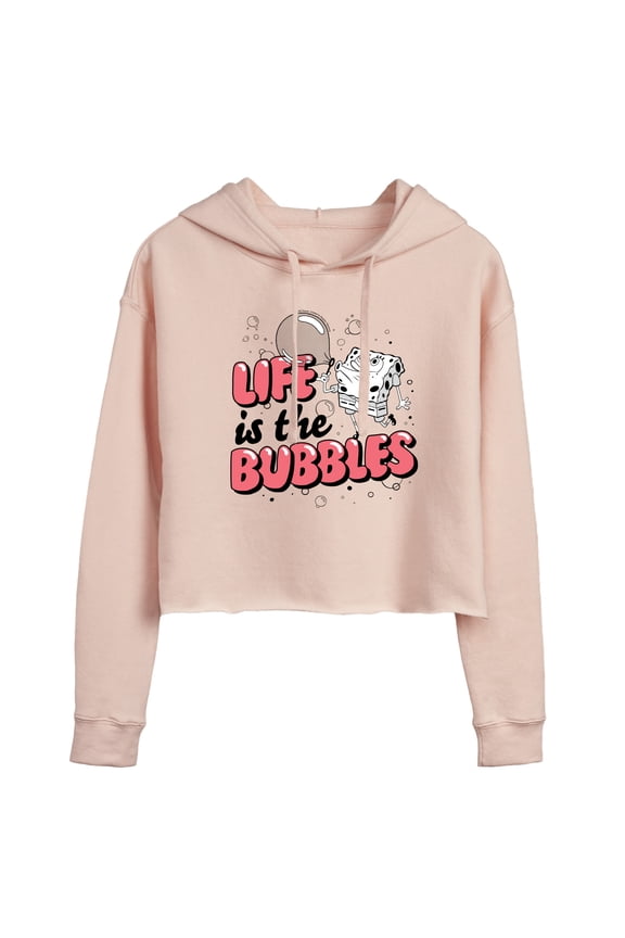 - Life Is The Bubbles - Juniors Cropped Pullover Hoodie