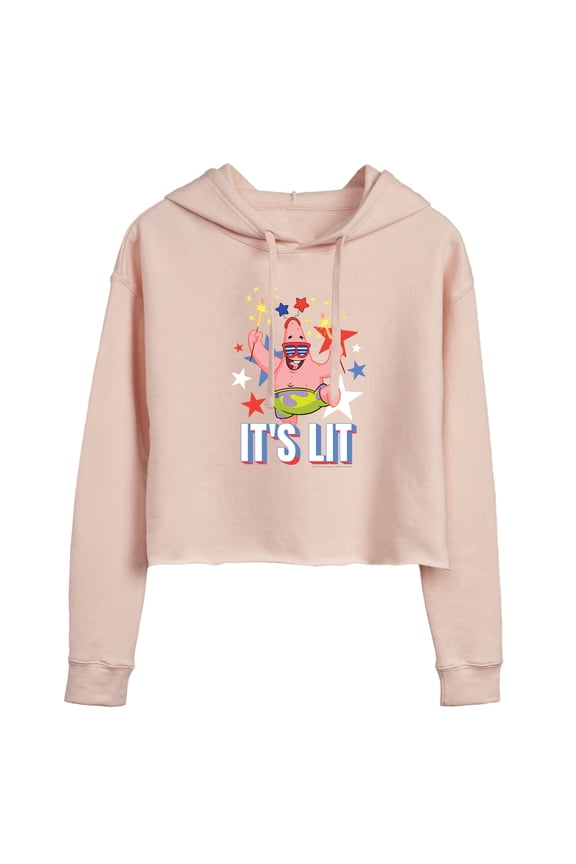 - Lit Fireworks Patrick - Juniors Cropped Pullover Hoodie