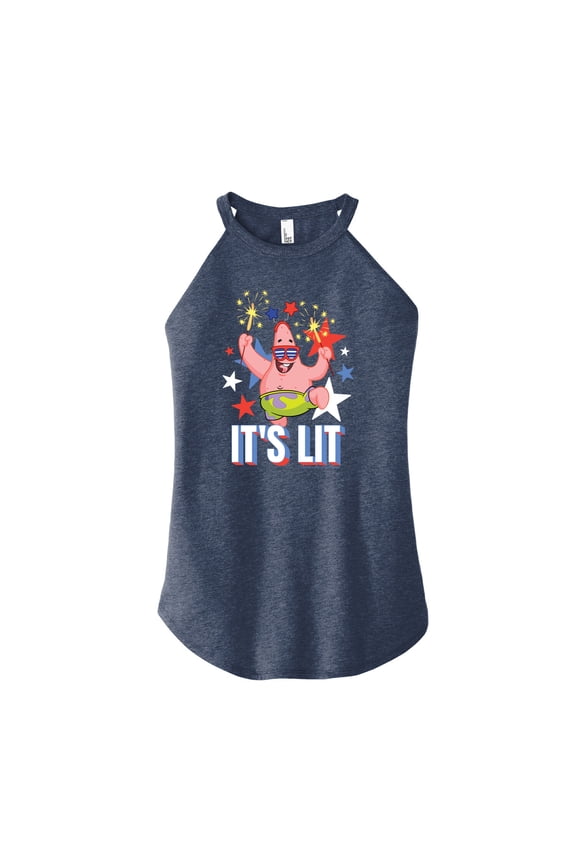 - Lit Fireworks Patrick - Juniors High Neck Tank Top