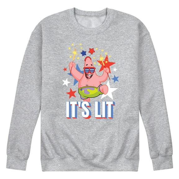 SpongeBob SquarePants - Lit Fireworks Patrick - Men's Crew Neck Fleece Pullover