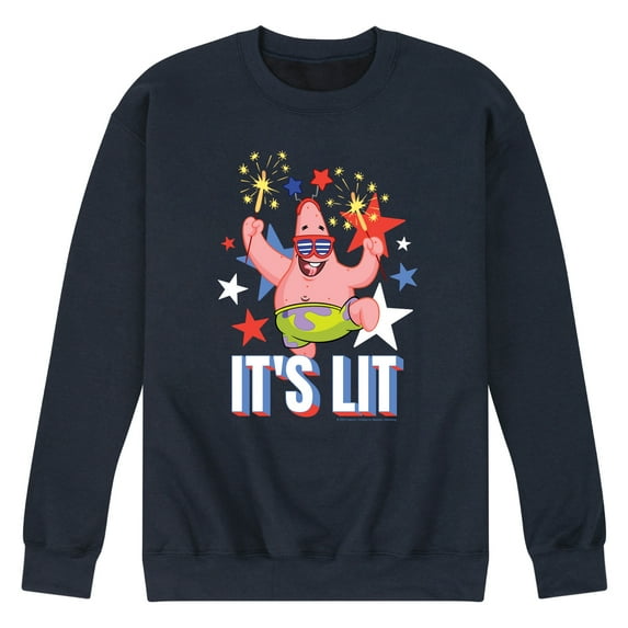 SpongeBob SquarePants - Lit Fireworks Patrick - Men's Crew Neck Fleece Pullover