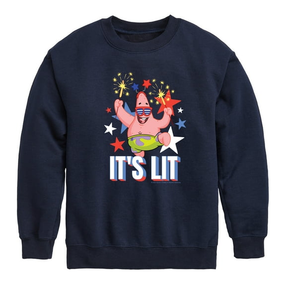 SpongeBob SquarePants - Lit Fireworks Patrick - Toddler & Youth Crewneck Fleece Sweatshirt