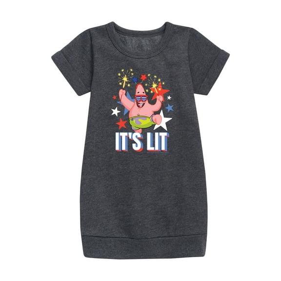 SpongeBob SquarePants - Lit Fireworks Patrick - Toddler & Youth Girls Fleece Dress