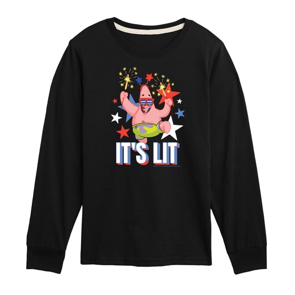 SpongeBob SquarePants - Lit Fireworks Patrick - Toddler & Youth Long Sleeve Graphic T-Shirt