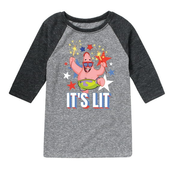 SpongeBob SquarePants - Lit Fireworks Patrick - Toddler & Youth Raglan Graphic T-Shirt