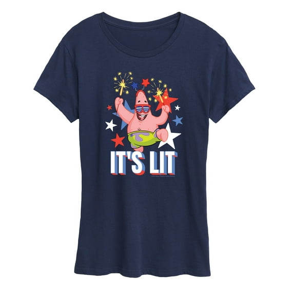 SpongeBob SquarePants - Lit Fireworks Patrick - Women's Short Sleeve Graphic T-Shirt