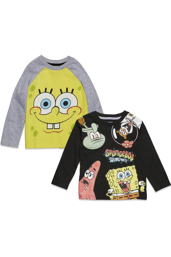 Little Boys 2 Pack Long Sleeve T-Shirts Toddler to Big Kid