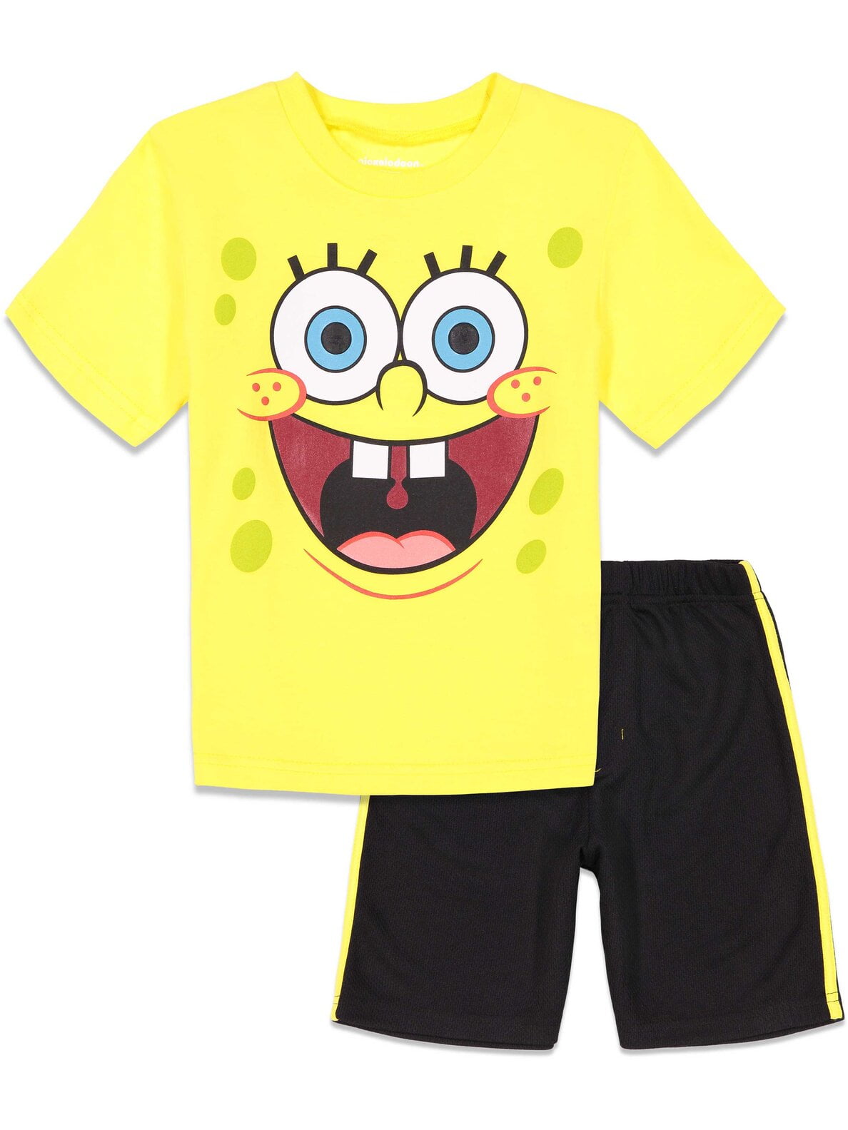 SpongeBob SquarePants Little Boys T-Shirt and Active Dolphin Mesh Shorts  Outfit Set Little Kid to Big Kid 