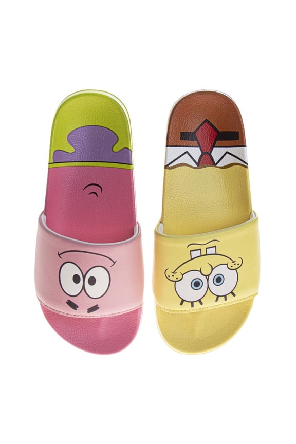 Spongebob Squarepants Little Kids Dual Sizes Slides., Yellow Pink, Size: 13-1