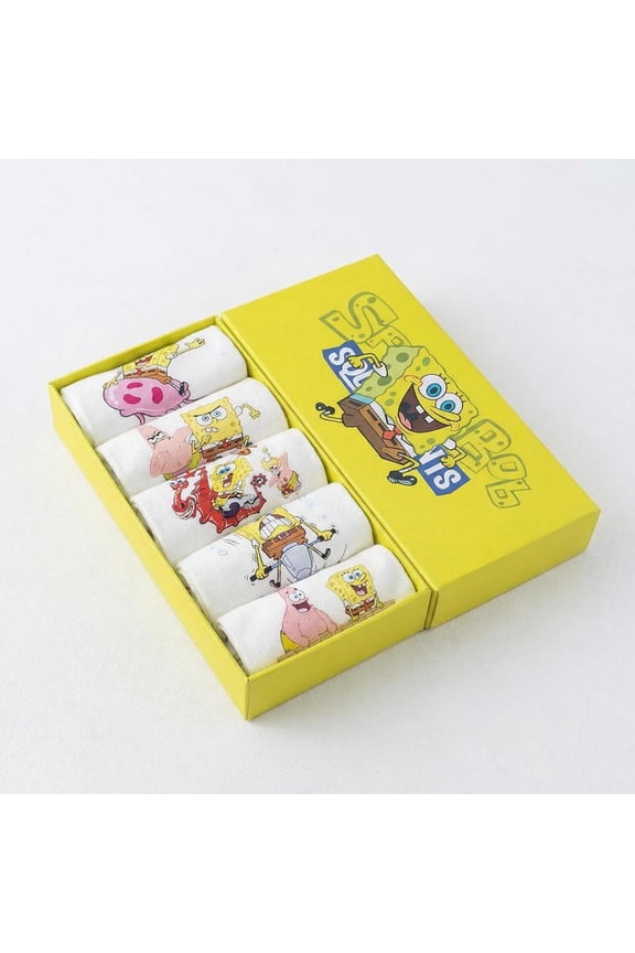 SpongeBob SquarePants Low-cut socks Socks, 5 Pair SpongeBob SquarePants Design, Soft, Comfortable, White Socks, Ideal Gift for SpongeBob SquarePants Fans