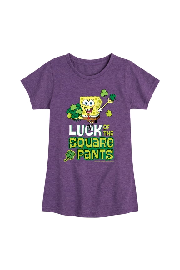 - Luck Of The Square Pants - Girls Fitted Short Sleeve Tee