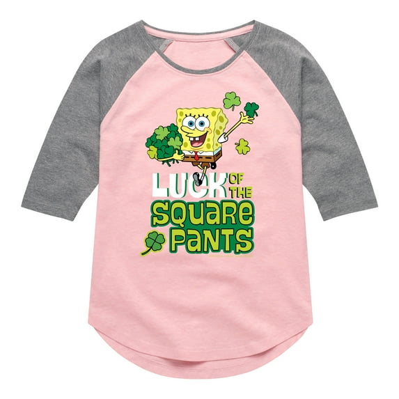 SpongeBob SquarePants - Luck Of The Square Pants - Girls Shirt Tail Raglan